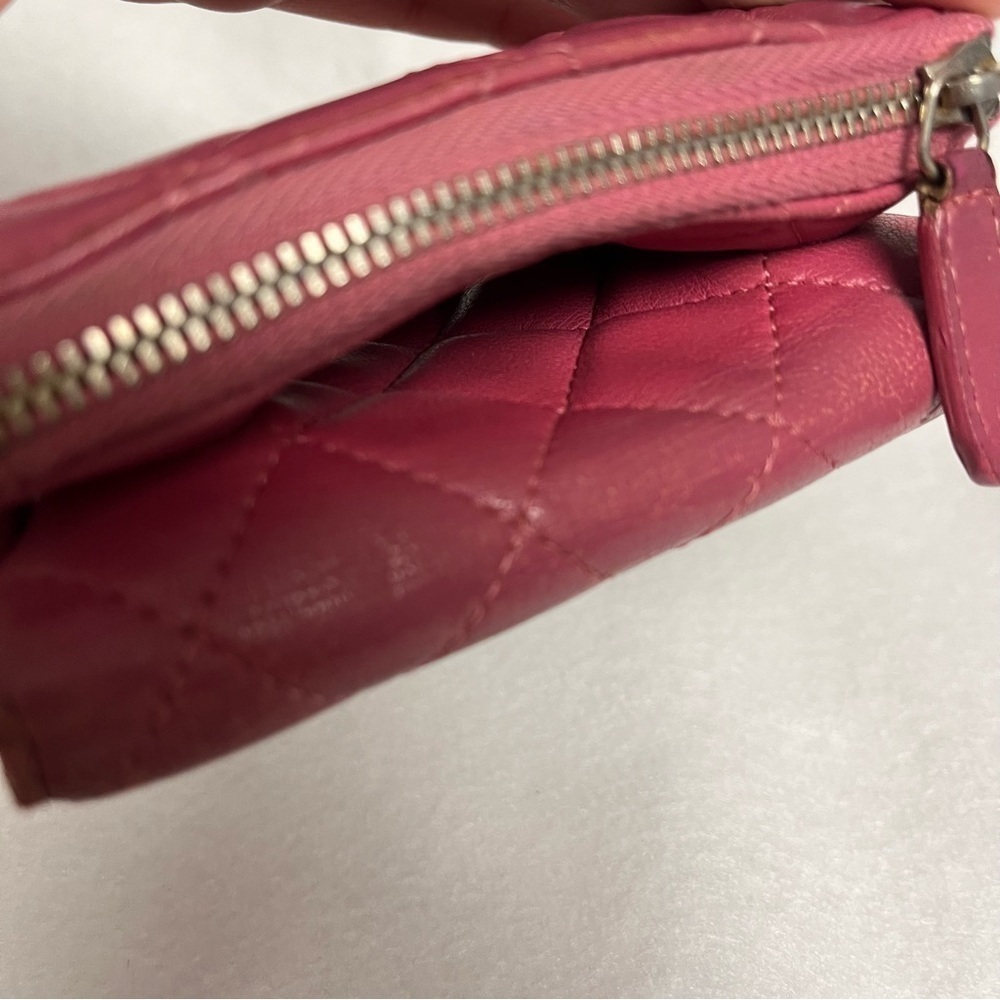 CHANEL Pink Flap Lambskin Leather Snap Card Holder Double Pocket Zip GHW - Picture 9 of 16